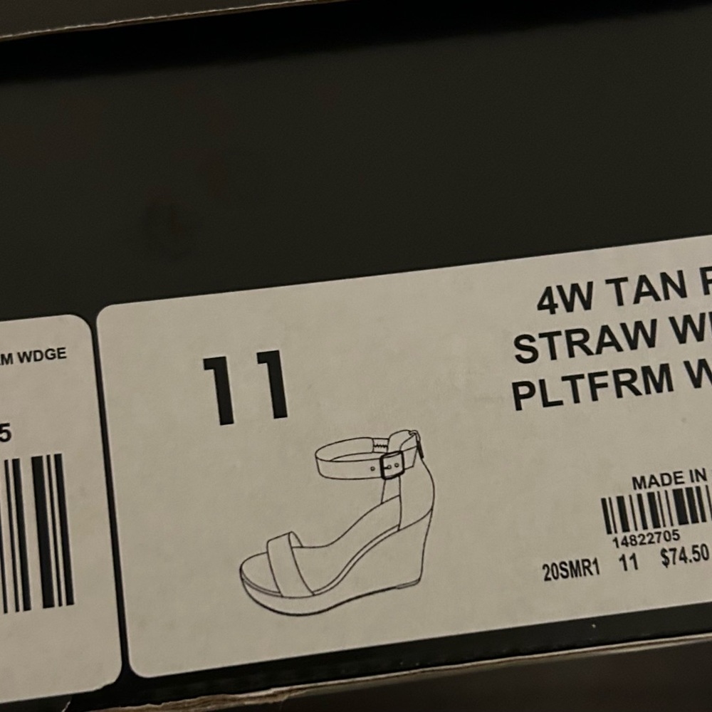Tan straw wrap platform wedge size 11W from Torrid. Brand New - Picture 4 of 5